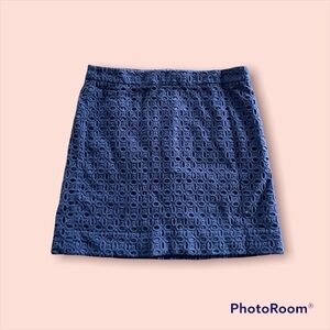J CREW Cotton Eyelet Pencil  Mini Skirt Navy Size 10​​